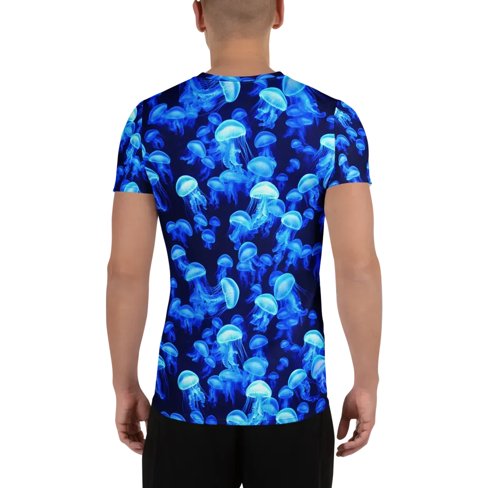 Azure Bloom on Men's Athletic T-Shirt — Back