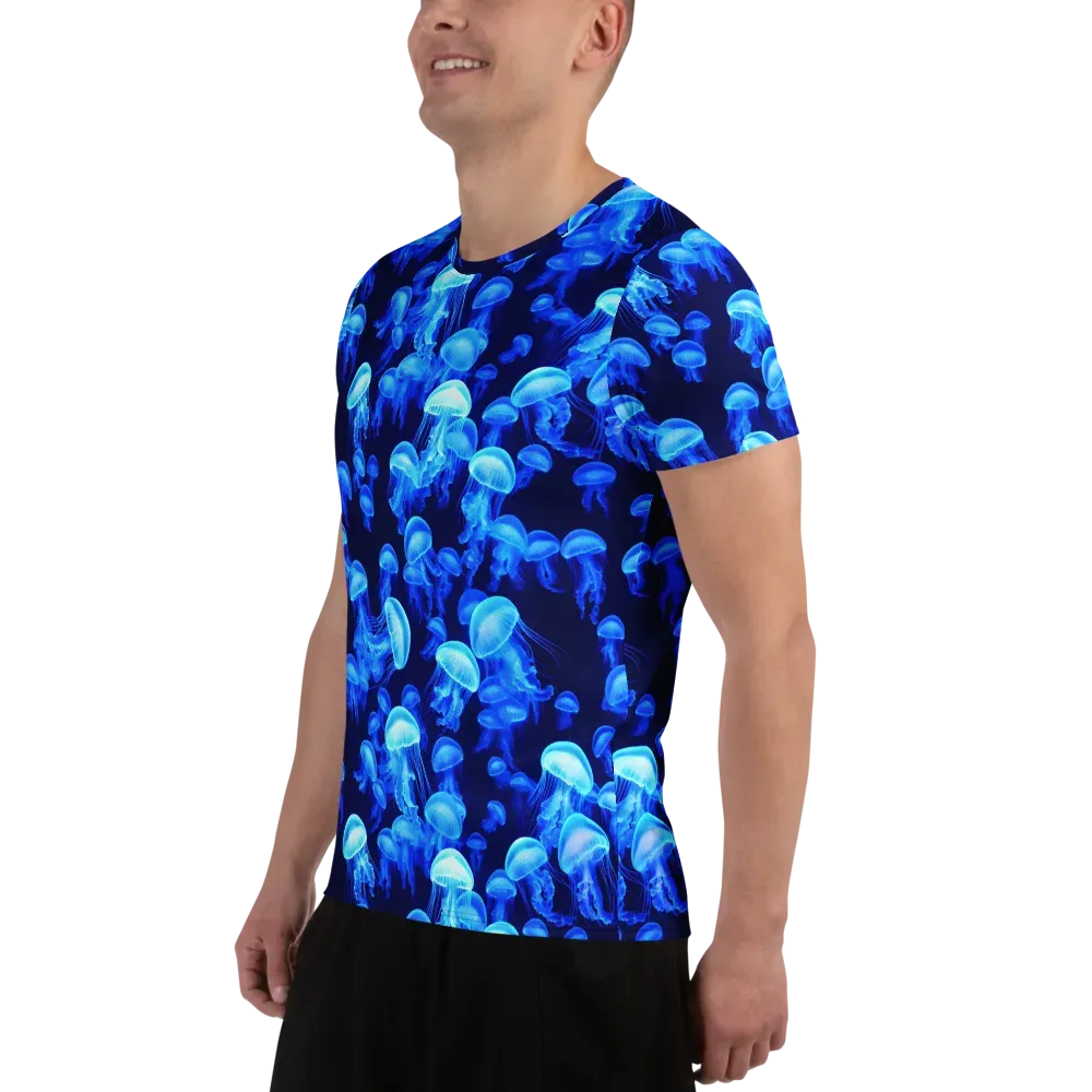 Azure Bloom on Men's Athletic T-Shirt — Left