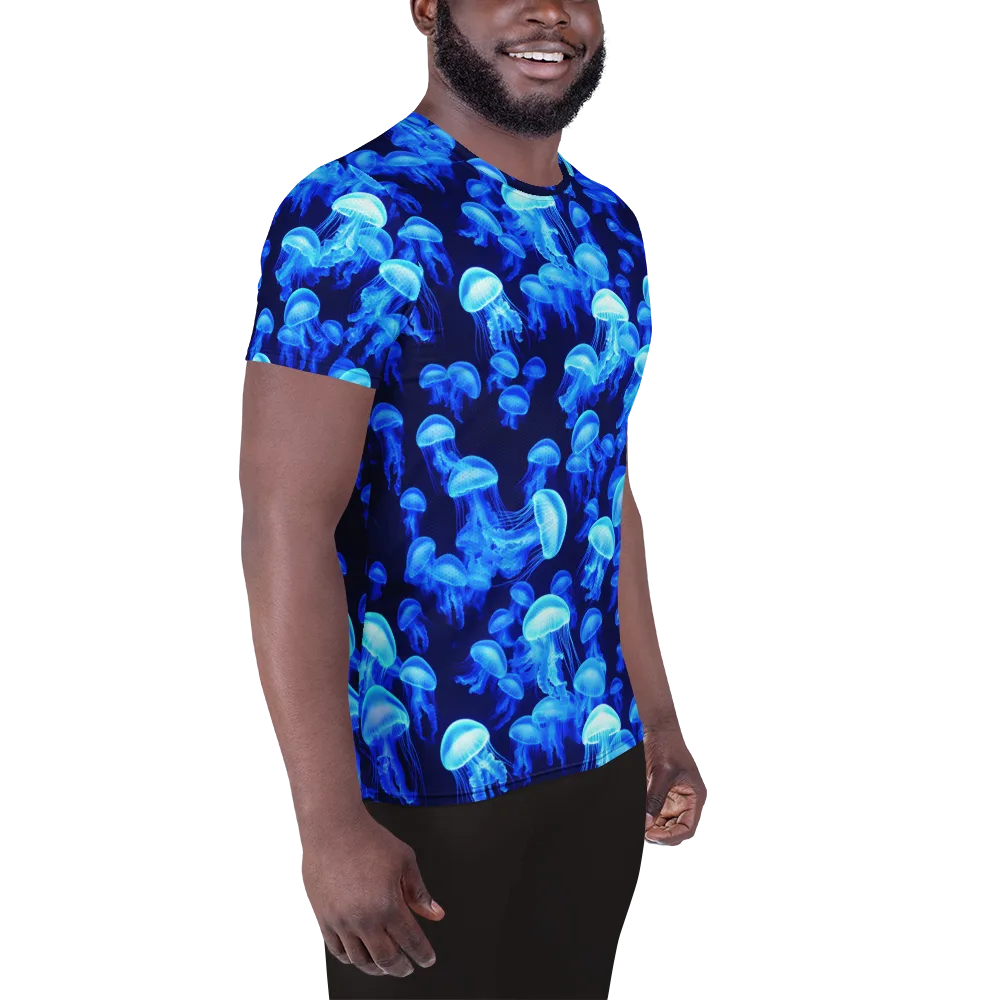 Azure Bloom on Men's Athletic T-Shirt — Right