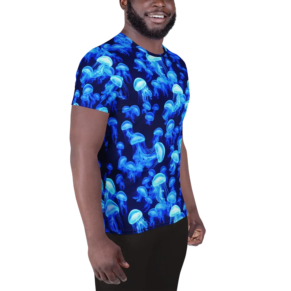 Azure Bloom on Men's Athletic T-Shirt — Right