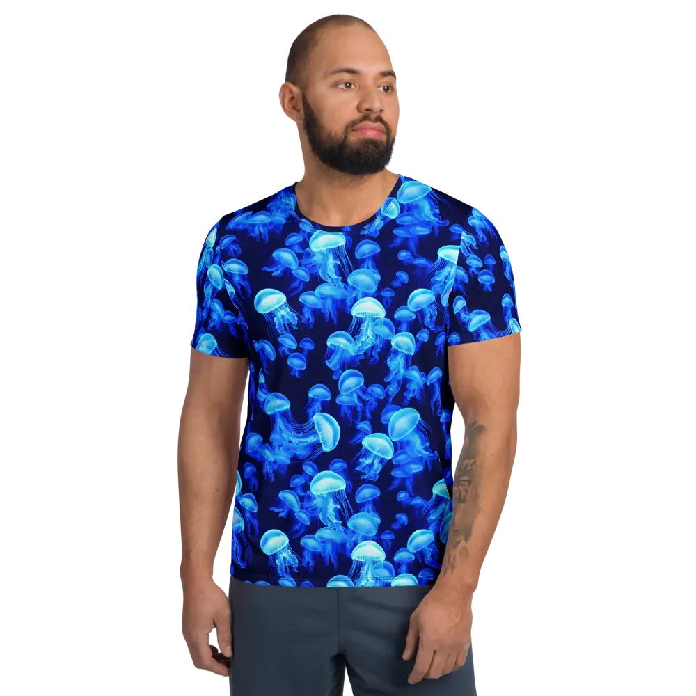 Azure Bloom on Men's Athletic T-Shirt — Front