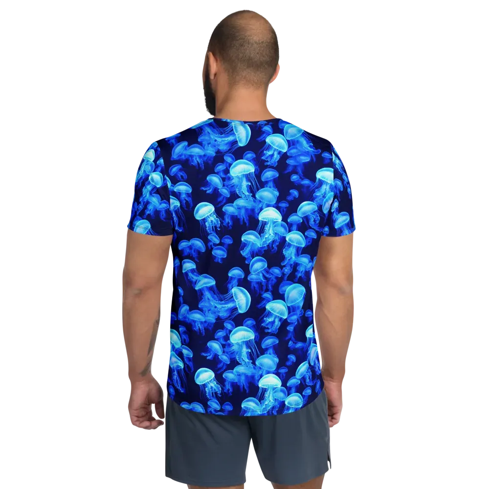 Azure Bloom on Men's Athletic T-Shirt — Back