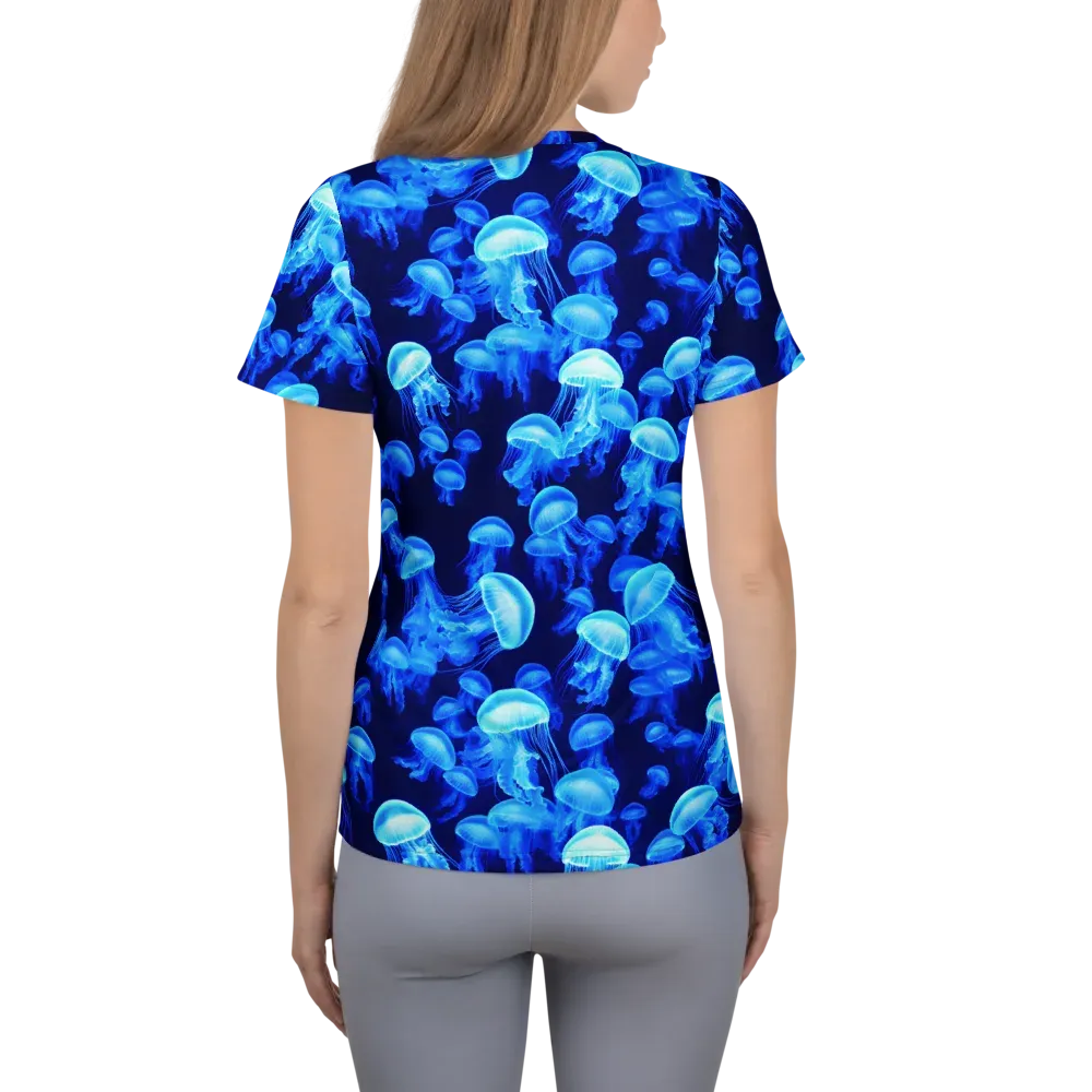 Azure Bloom on Women's Athletic T-Shirt — Back