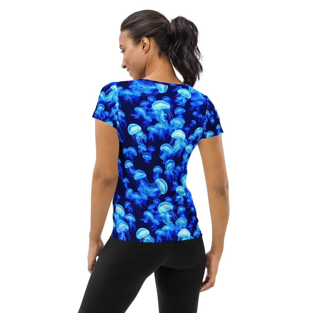 Azure Bloom on Women's Athletic T-Shirt — Back