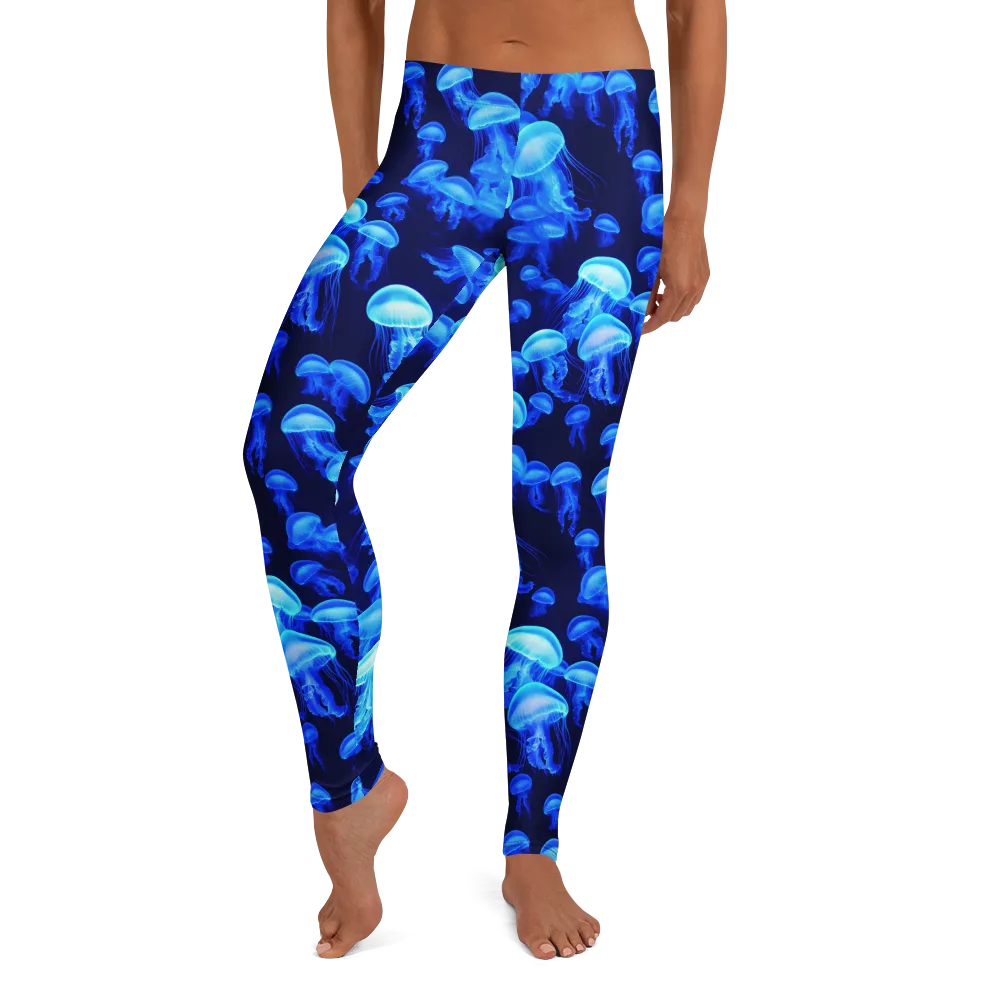 Azure Bloom on Leggings — Front