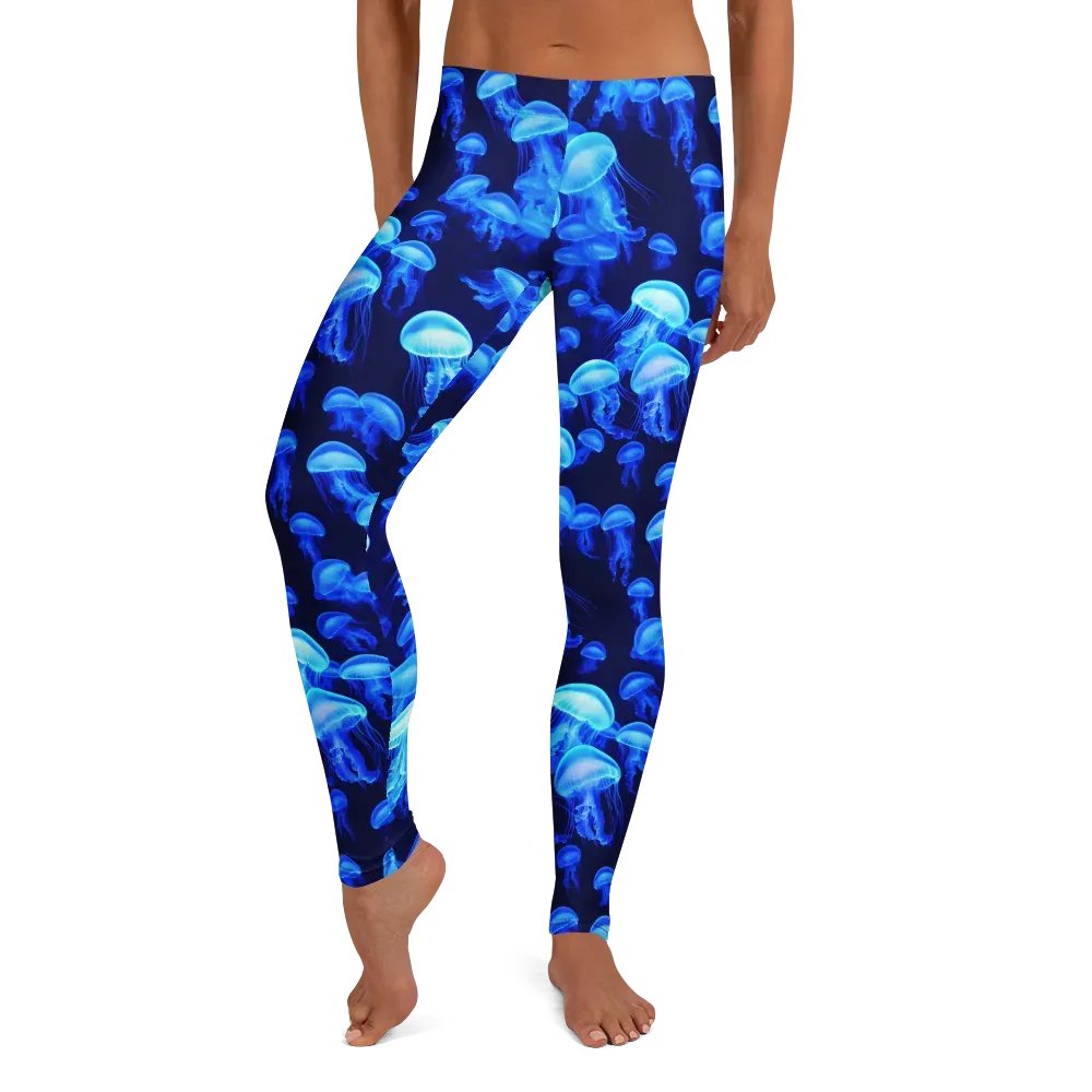 Azure Bloom on Leggings — Front