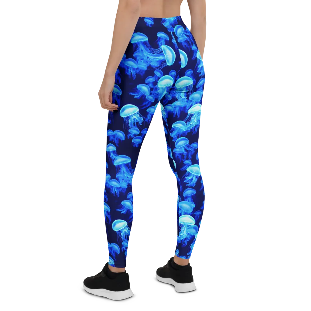 Azure Bloom on Leggings — Back