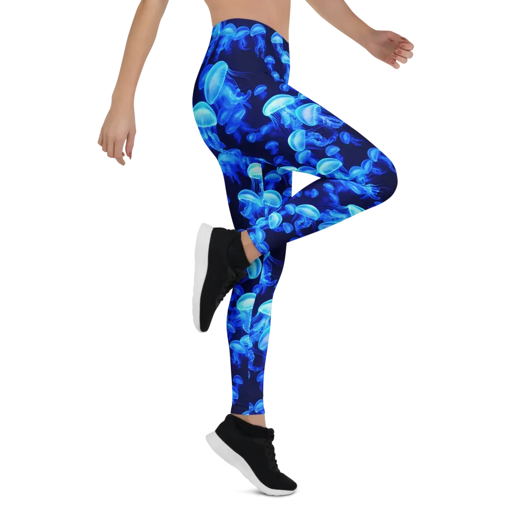Azure Bloom on Leggings — Right