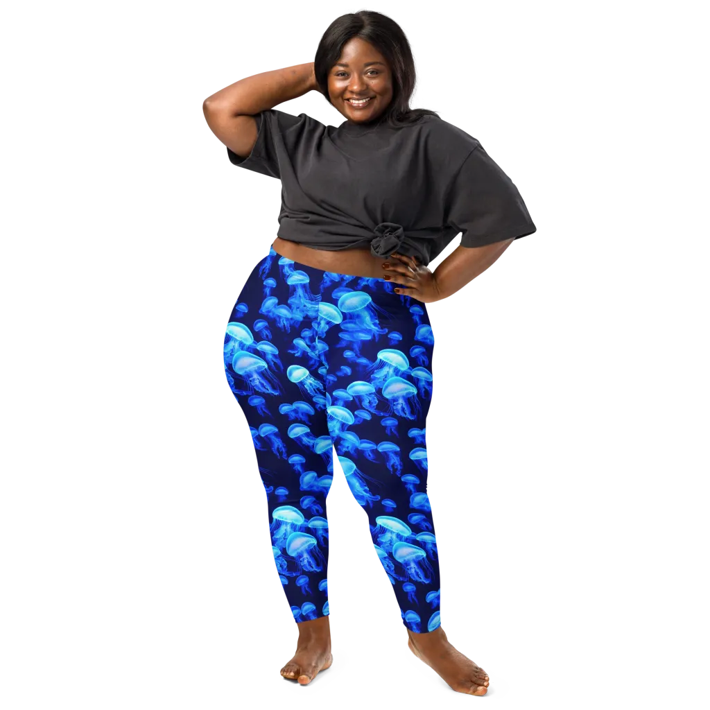 Azure Bloom on Leggings — Front