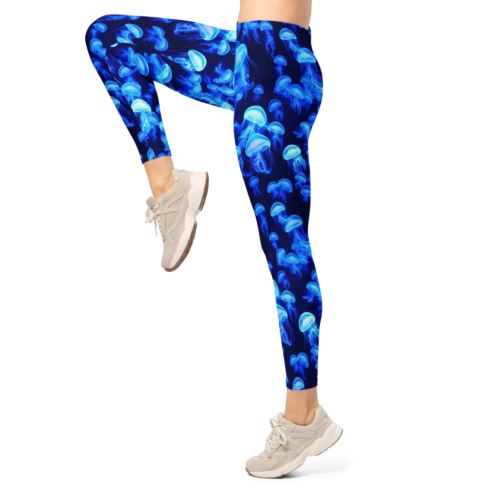Azure Bloom on Leggings — Left