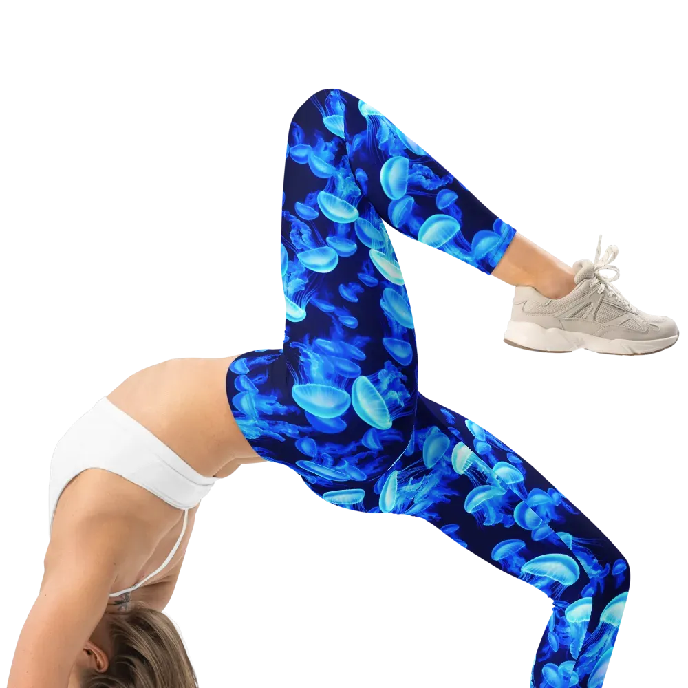 Azure Bloom on Leggings — Right