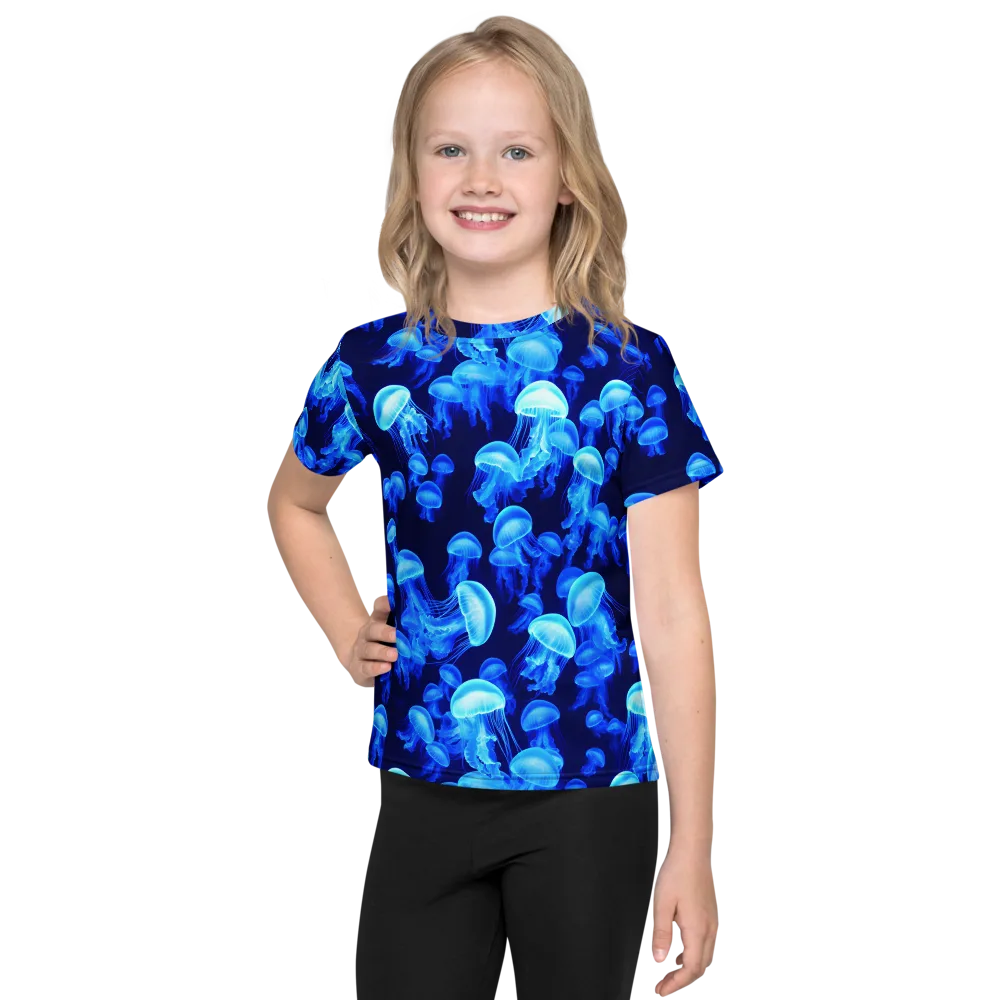 Azure Bloom on Kids Crew Neck T-Shirt — Front