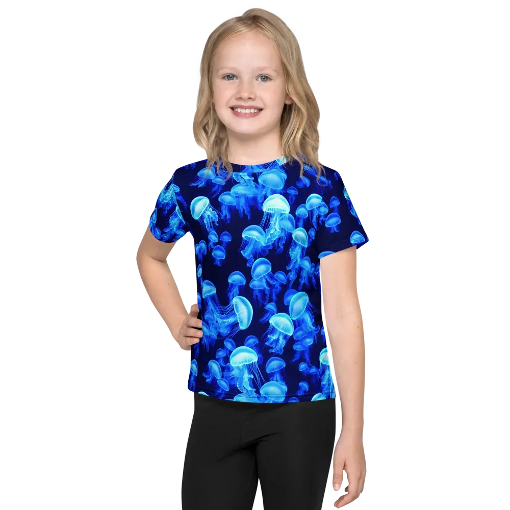 Azure Bloom on Kids Crew Neck T-Shirt — Front