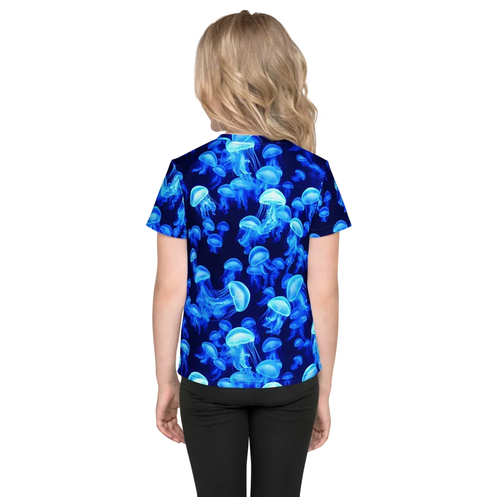 Azure Bloom on Kids Crew Neck T-Shirt — Back