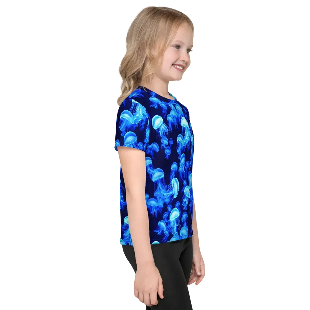 Azure Bloom on Kids Crew Neck T-Shirt — Right