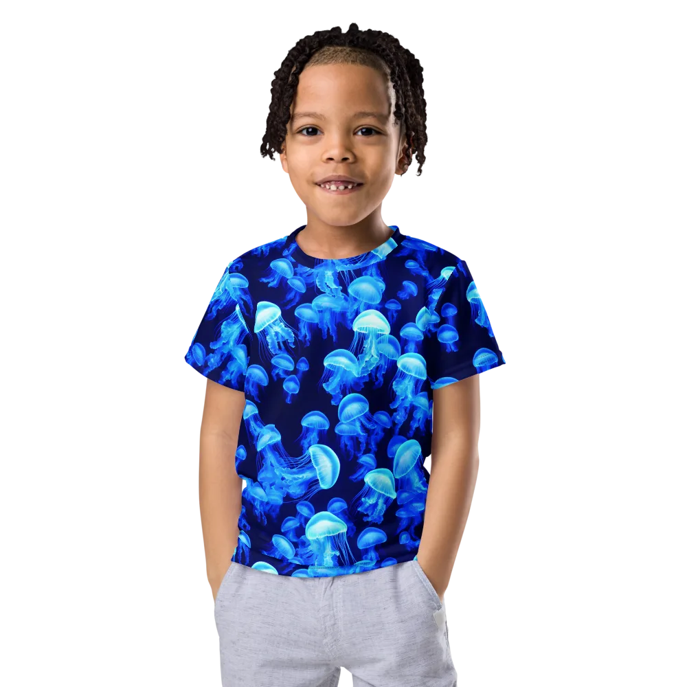 Azure Bloom on Kids Crew Neck T-Shirt — Front