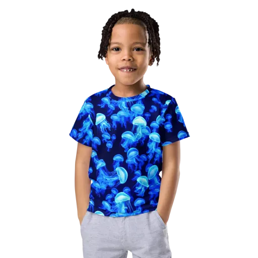 Azure Bloom on a Kids Crew Neck T-Shirt