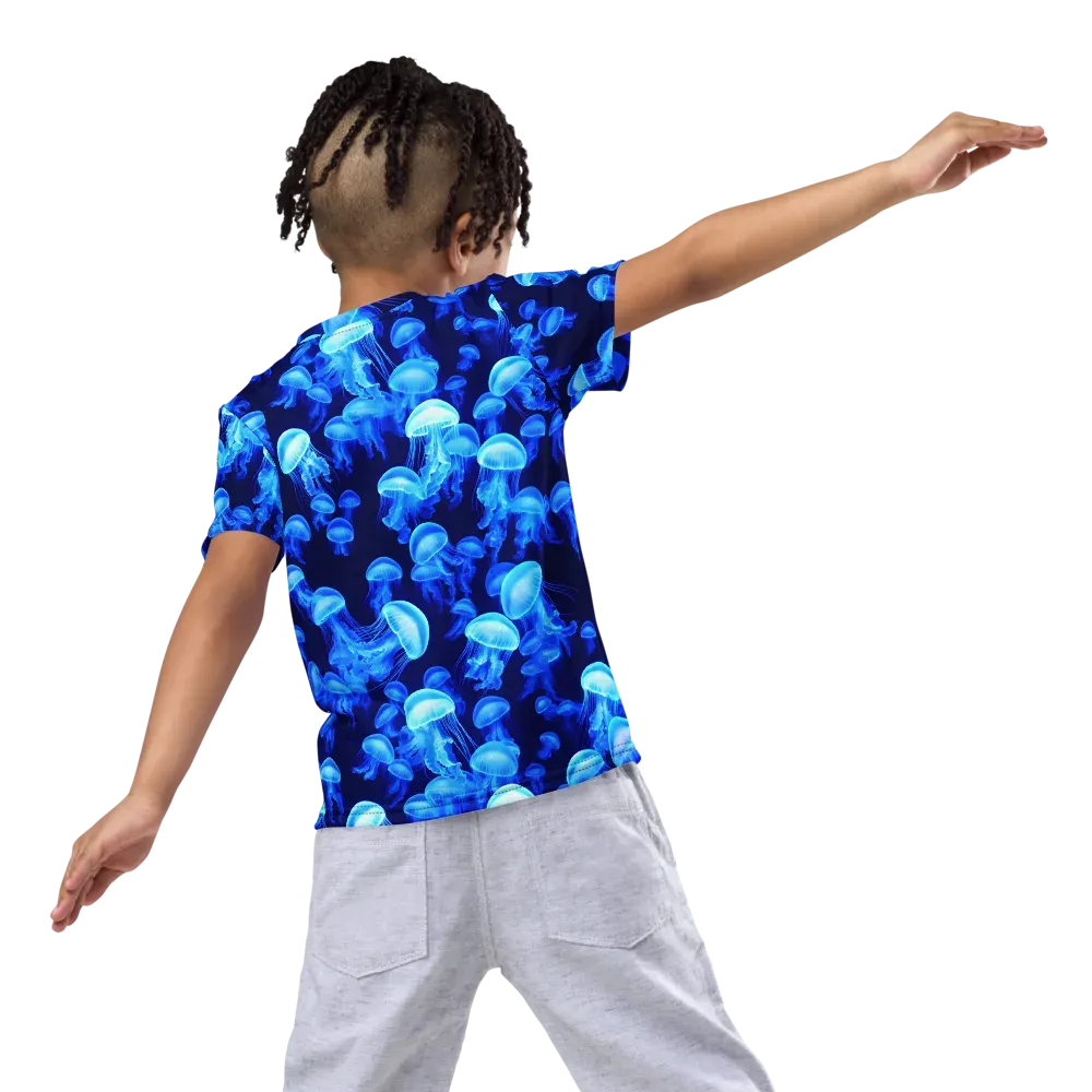 Azure Bloom on Kids Crew Neck T-Shirt — Back