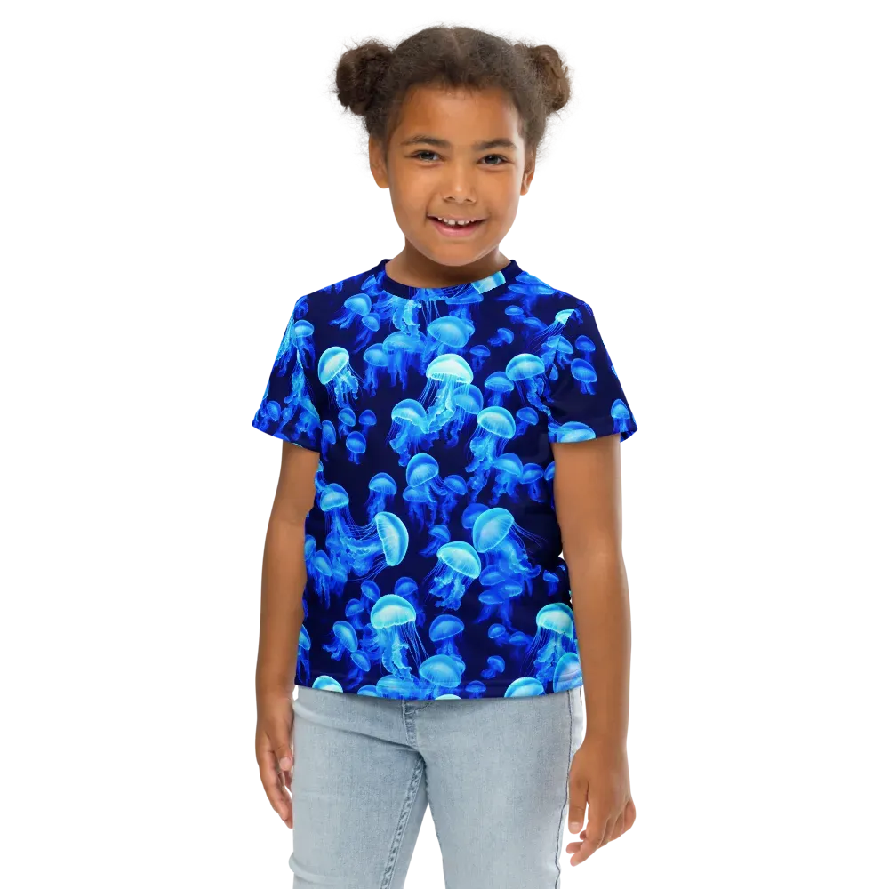 Azure Bloom on Kids Crew Neck T-Shirt — Front