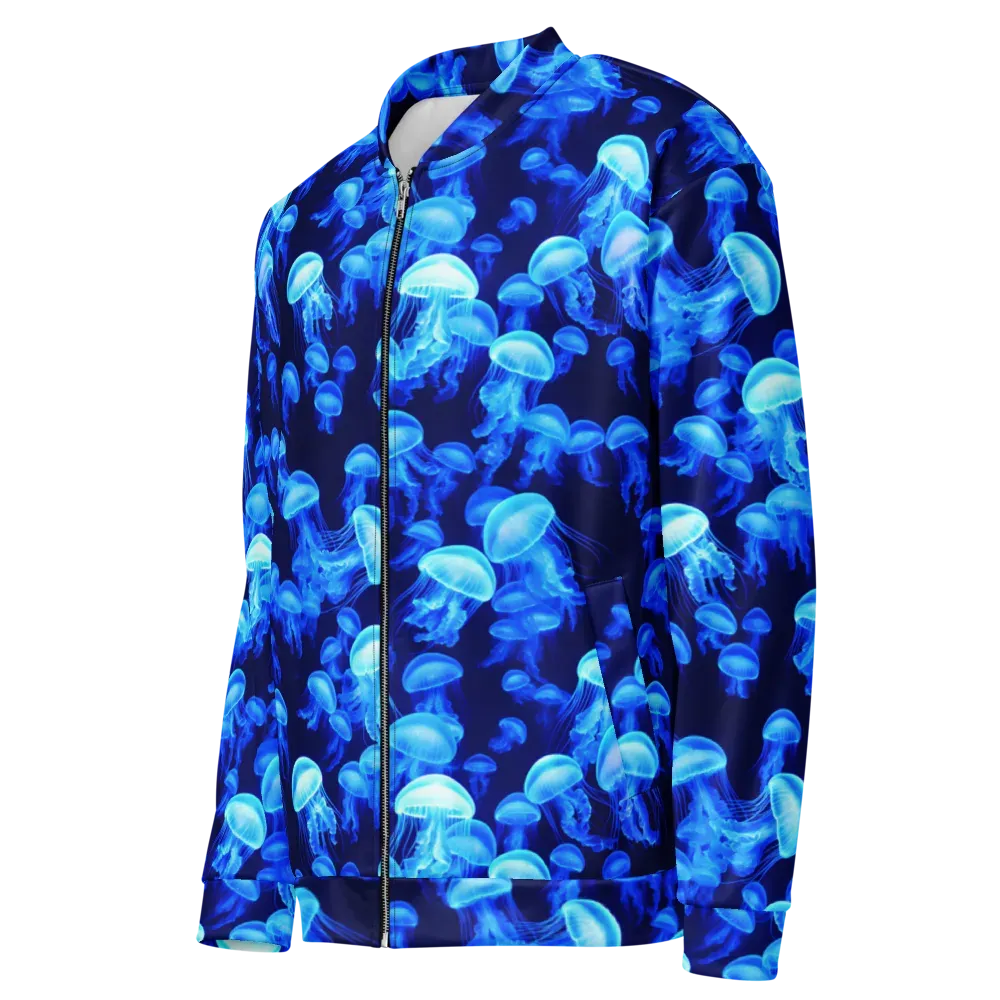 Azure Bloom on Bomber Jacket — Left Front
