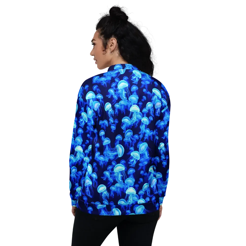 Azure Bloom on Bomber Jacket — Back