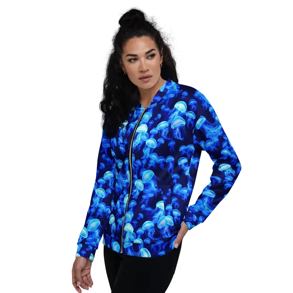 Azure Bloom on Bomber Jacket — Left