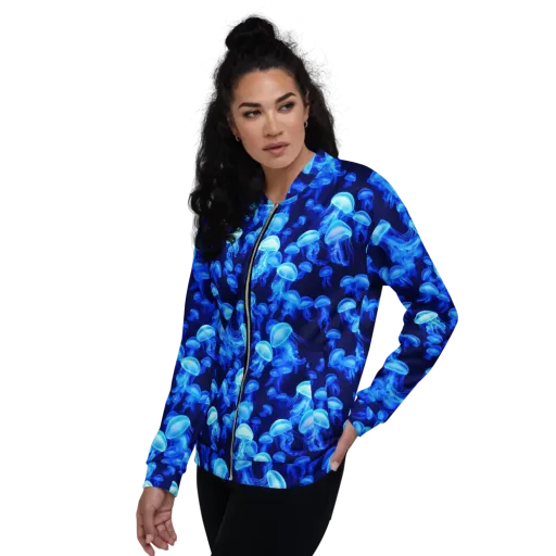 Azure Bloom on a Bomber Jacket