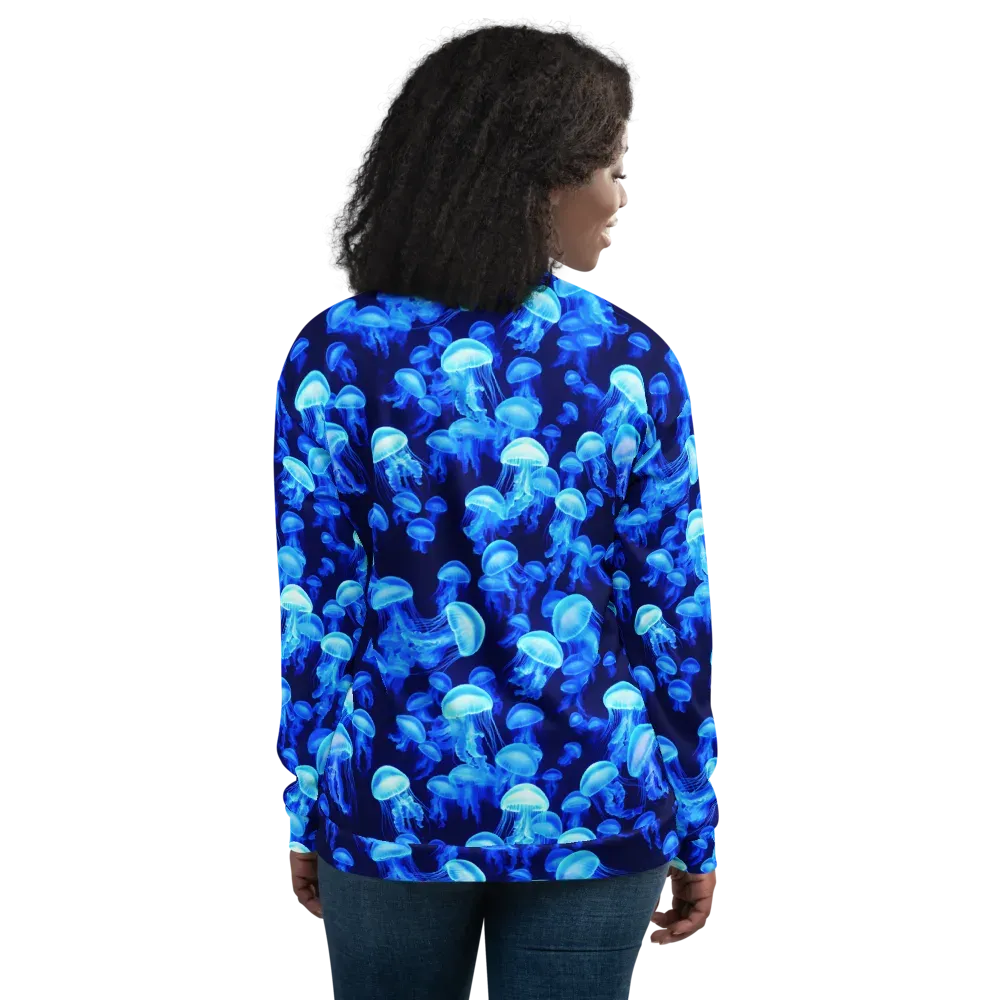 Azure Bloom on Bomber Jacket — Back