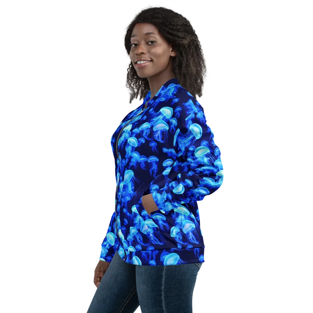 Azure Bloom on Bomber Jacket — Left
