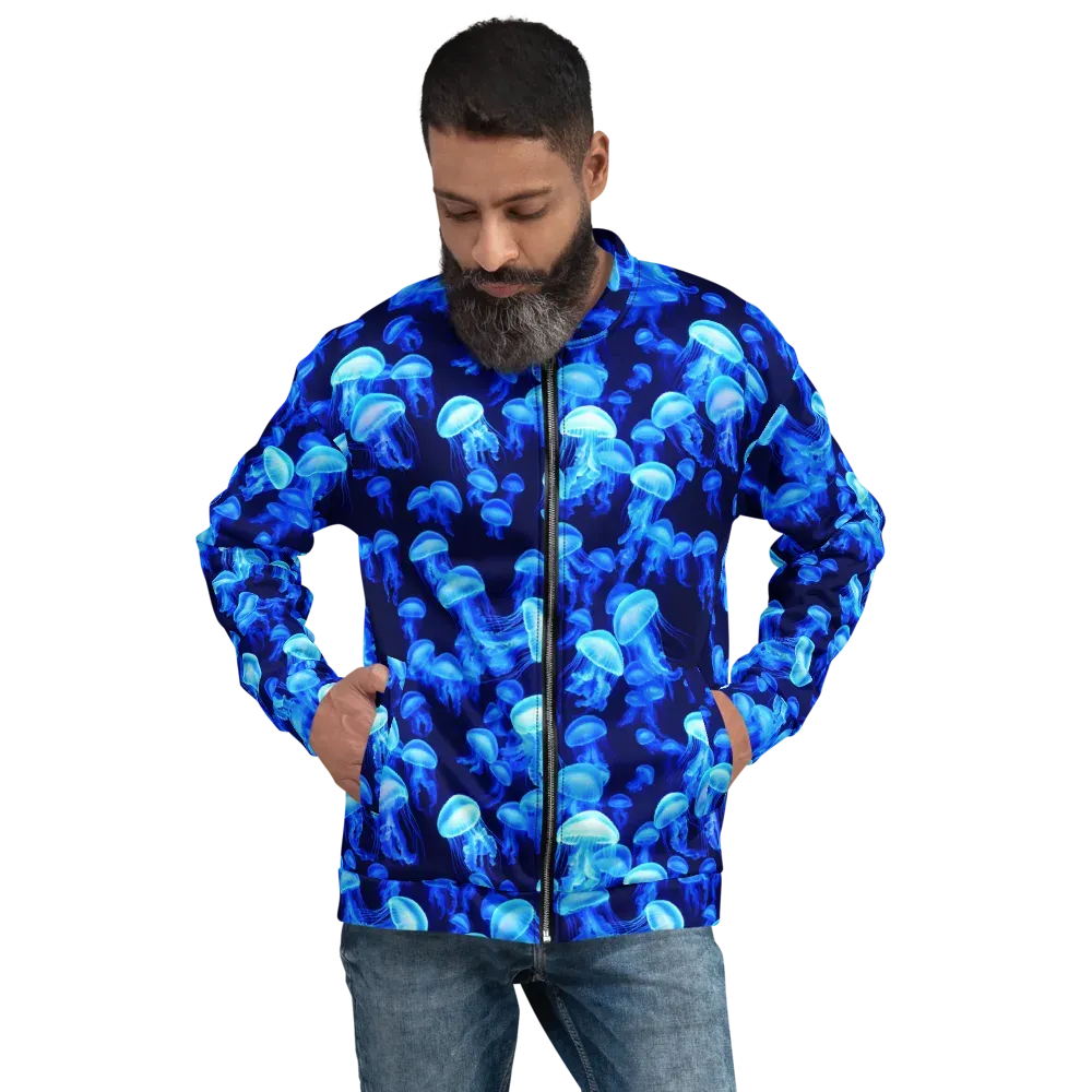 Azure Bloom on Bomber Jacket — Front