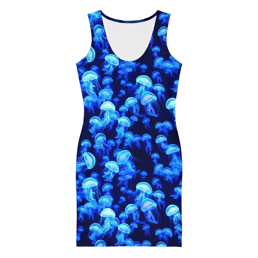 Azure Bloom on Bodycon Dress — Front