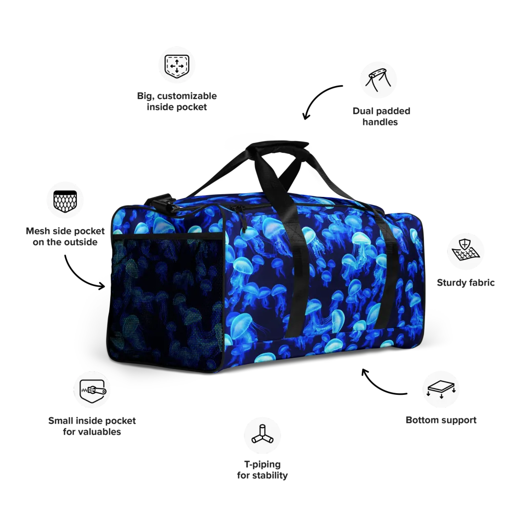 Azure Bloom on Duffle Bag — Right Front