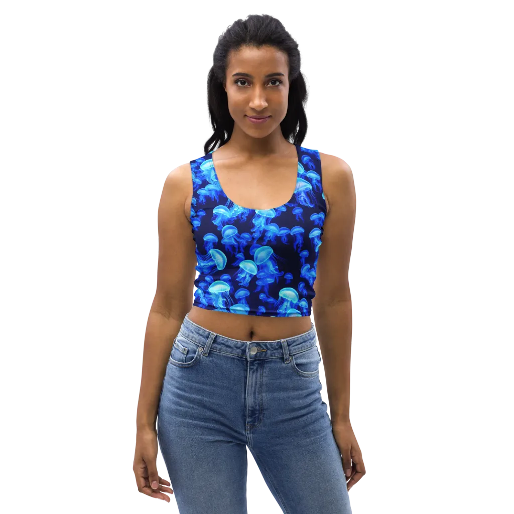 Azure Bloom on Crop Top — Front