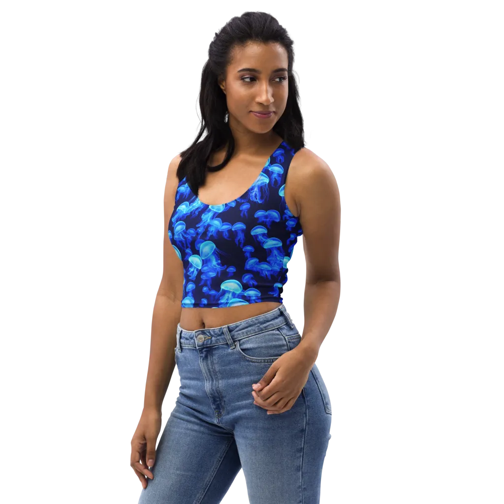 Azure Bloom on Crop Top — Left Front