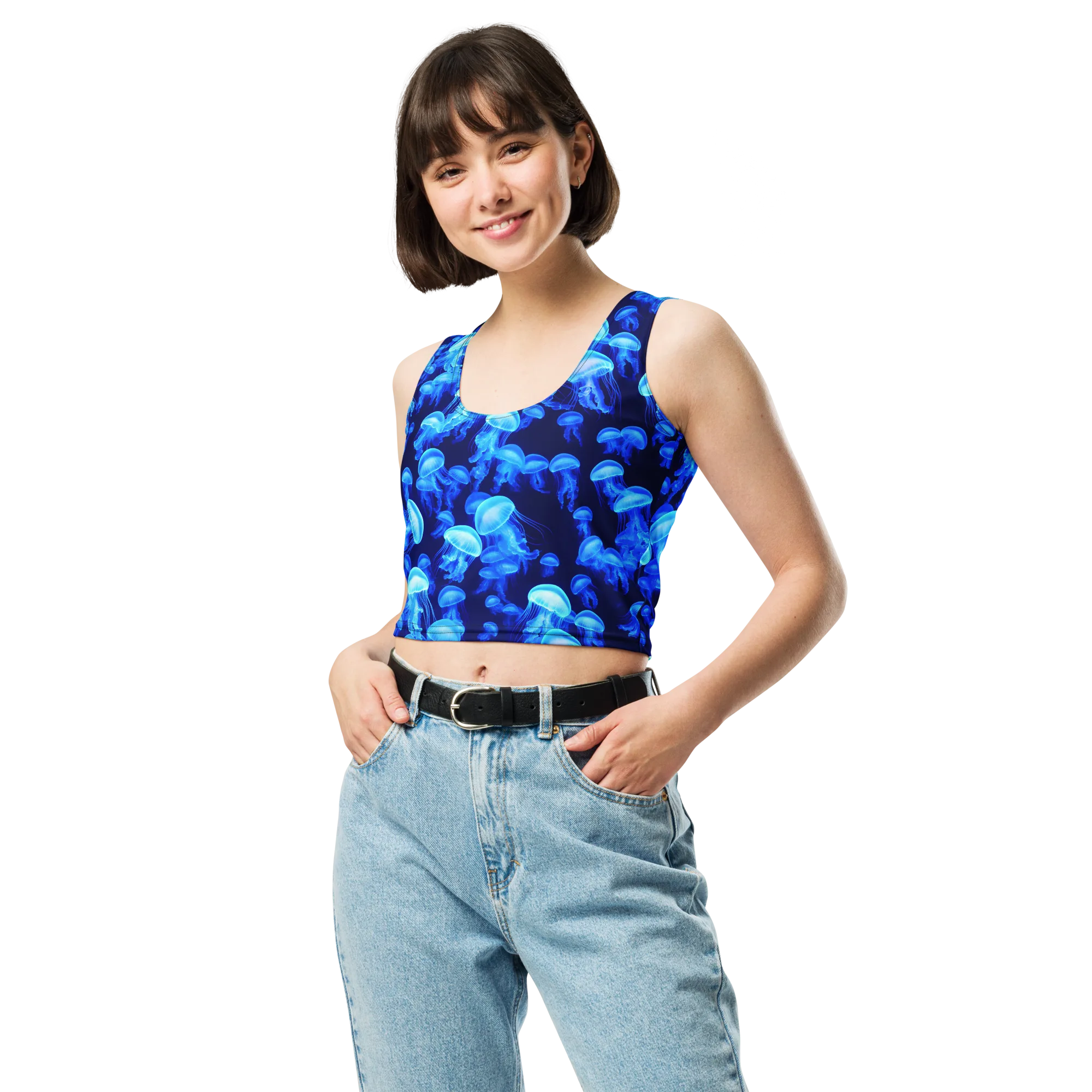 Azure Bloom on Crop Top — Front