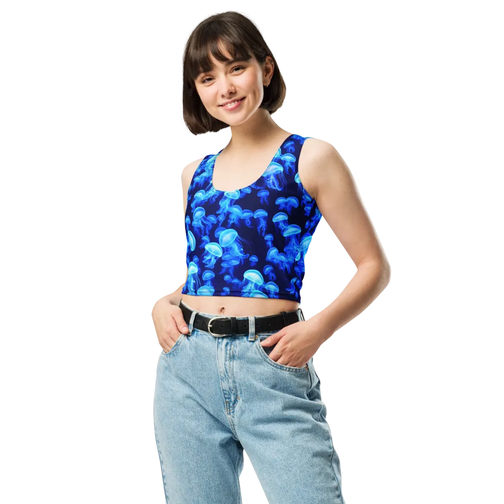 Azure Bloom on Crop Top — Front