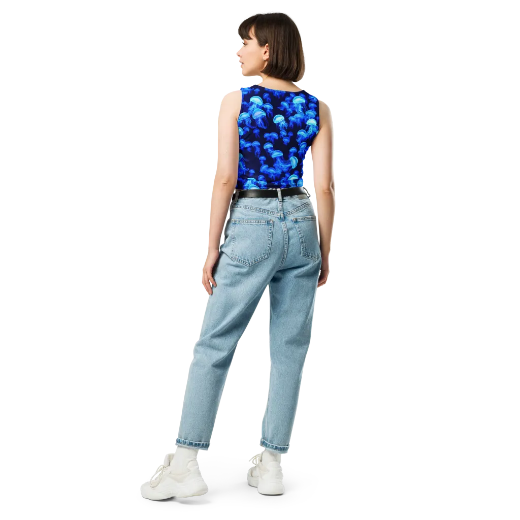 Azure Bloom on Crop Top — Back