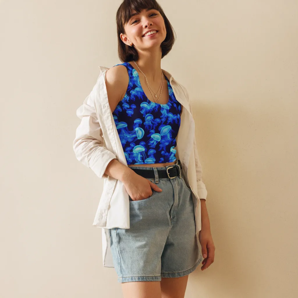 Azure Bloom on Crop Top — Front
