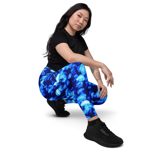 Azure Bloom on a Leggings with Pockets
