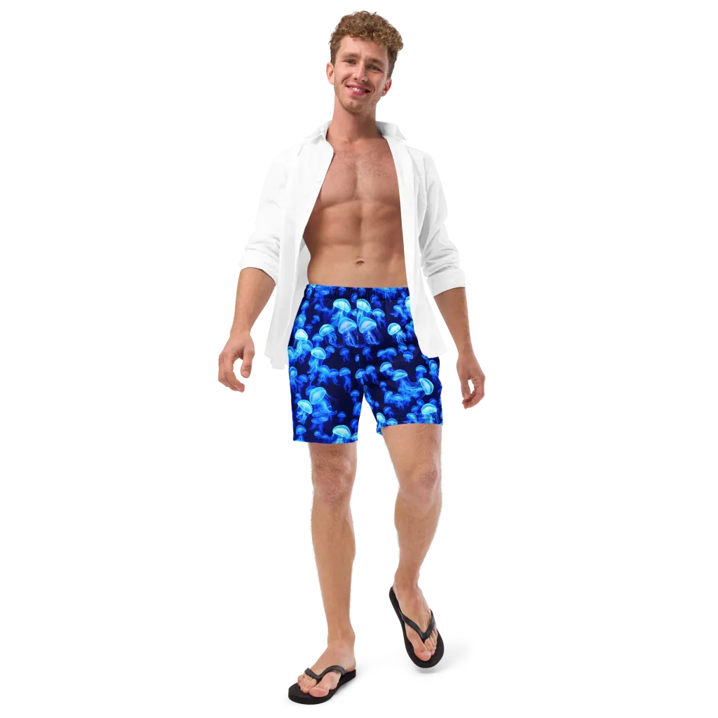 Azure Bloom on Swim Trunks — Front
