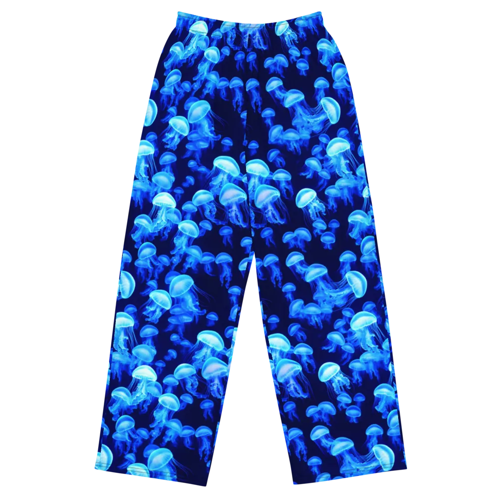 Azure Bloom on Wide-Leg Pants — Front