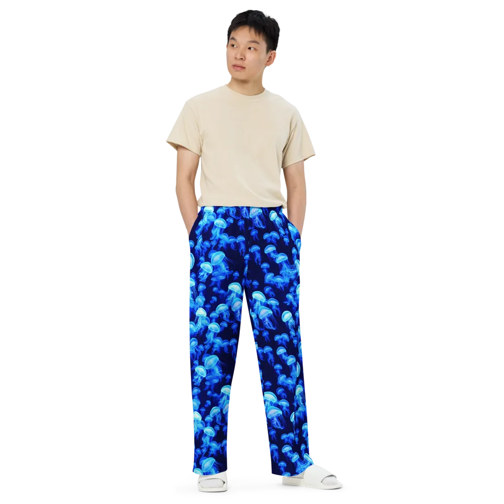 Azure Bloom on Wide-Leg Pants — Front