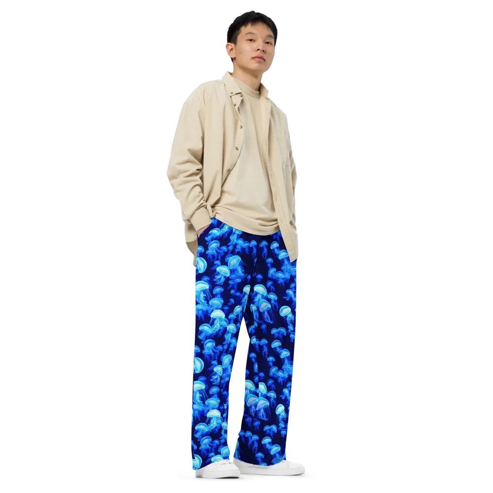 Azure Bloom on Wide-Leg Pants — Right Front