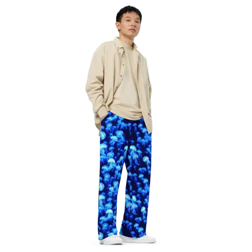 Azure Bloom on a Wide-Leg Pants