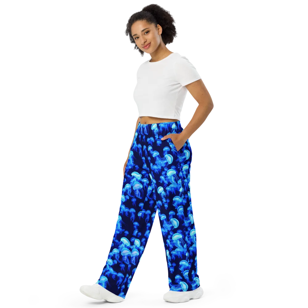 Azure Bloom on Wide-Leg Pants — Left Front