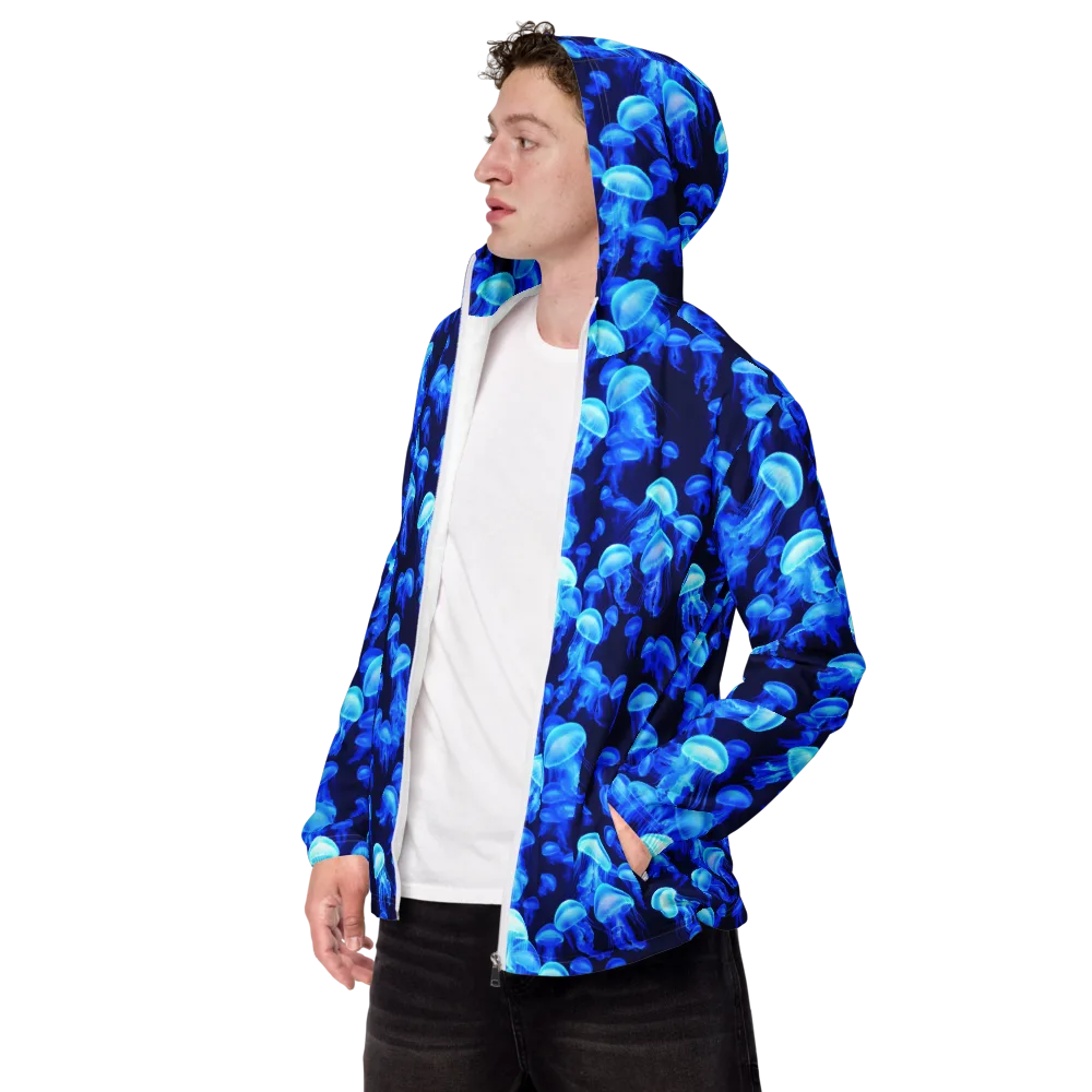 Azure Bloom on Men's Windbreaker — Left Front