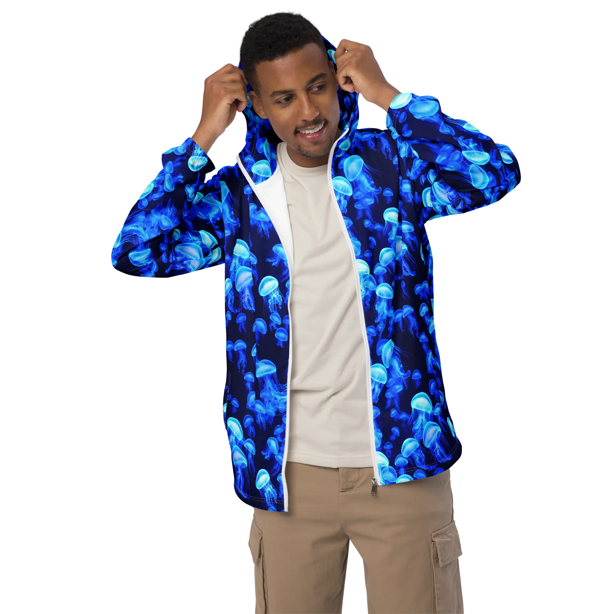 Azure Bloom on Men's Windbreaker — Front