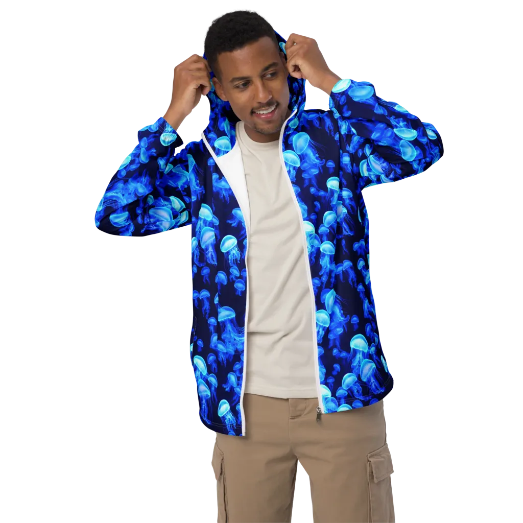 Azure Bloom on Men's Windbreaker — Front