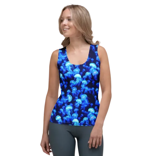 Azure Bloom on a Women's Tank Top