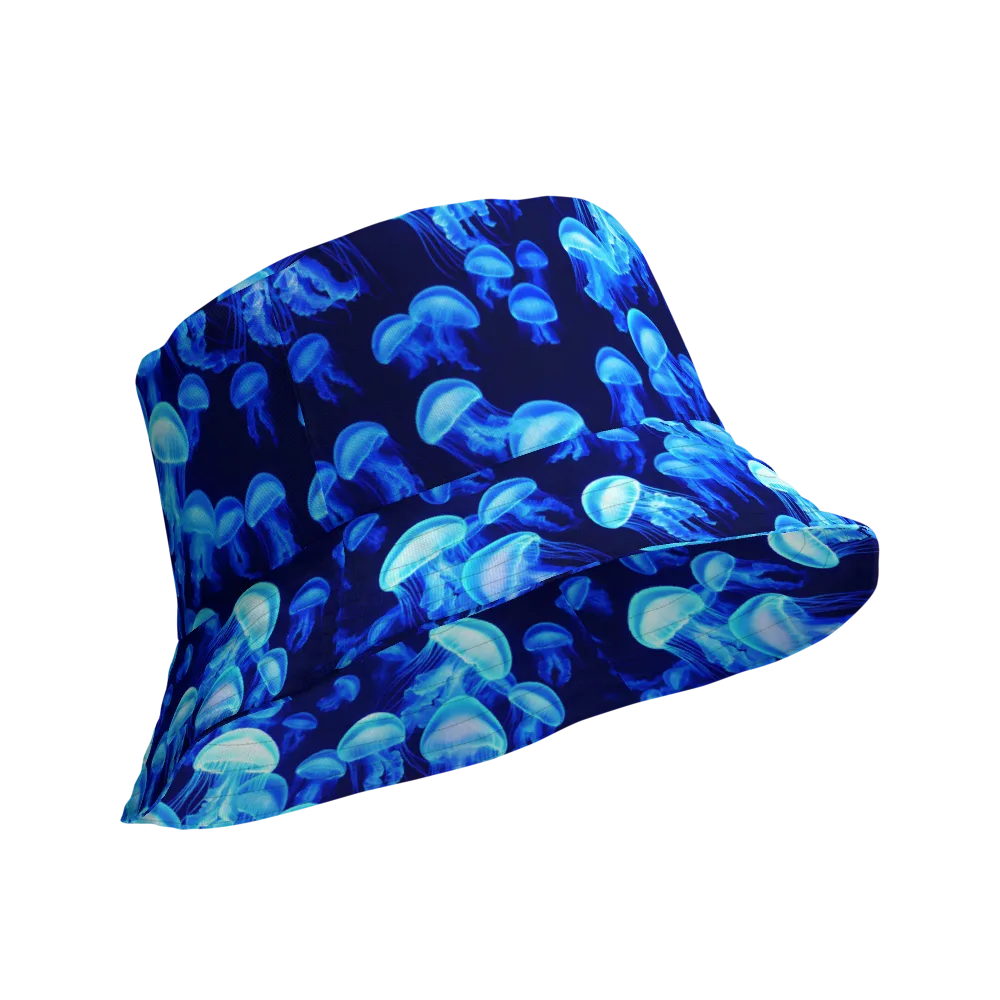 Azure Bloom on Reversible Bucket Hat — Product details Outside